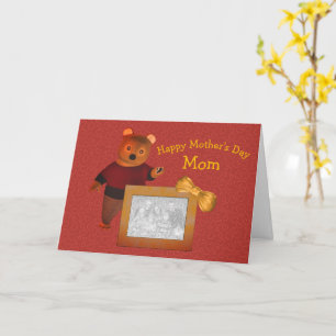 Love You Mother's Dayかわいいクマの写真カード カード