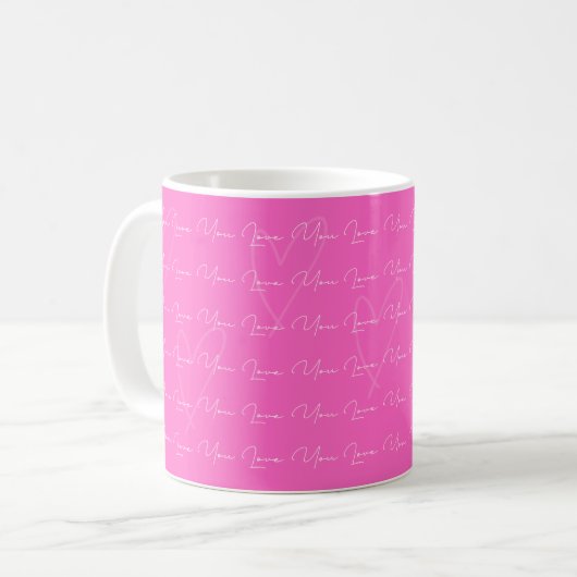Love You Mug Pink コーヒーマグカップ (正面左)