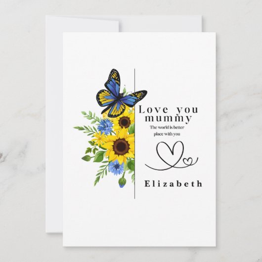 Love You Mummy Personalized Floral Flat Card (正面)