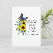 Love You Mummy Personalized Floral Flat Card (スタンド正面)