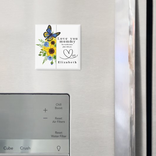 Love You Mummy Personalized Floral Magnet マグネット (インサイチュ (冷蔵庫))