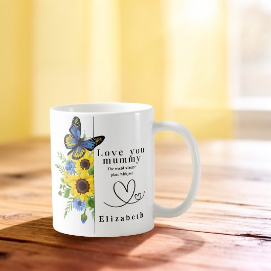 Love You Mummy Personalized Floral Mug コーヒーマグカップ