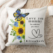 Love You Mummy Personalized Floral Throw Pillow クッション (ブランケット)
