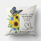 Love You Mummy Personalized Floral Throw Pillow クッション (正面)