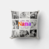 Love You Nana カラフルはっきりしたモダン 8 Photo Collage クッション (正面)