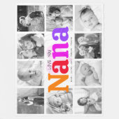 Love You Nana 10フォトコラージュカラフルモダン フリースブランケット (正面)