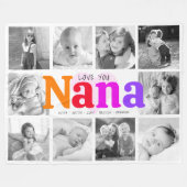 Love You Nana 10フォトコラージュカラフルモダン フリースブランケット (正面(横))