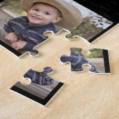 Love You Nana 4家族フォトコラージブラック ジグソーパズル (側面)