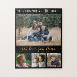 Love You Nana 4家族フォトコラージブラック ジグソーパズル