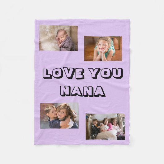Love You Nana 4 photo Purple フリースブランケット (正面)