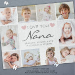 Love You Nana or Nickname 10 Photo Collage ジグソーパズル<br><div class="desc">Create your own personalized photo puzzle for Grandma featuring an easy-to-upload photo collage template with 10 pictures of her grandkids and family with the editable title LOVE YOU NANA (change to her nickname like Gigi or Grandma) in a trendy modern handwritten script accented with hearts with her grandchildren's names or...</div>