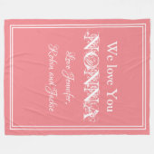 Love You NONNAスクリプトエレガント孫の名前かわいい フリースブランケット (正面(横))