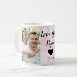 Love You Papa | 手書きの2枚の写真入り コーヒーマグカップ
