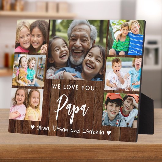 Love You Papa 7 Photo 素朴 Wood Keepsake フォトプラーク