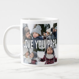 Love You Papa Photo Collage Father's Day ジャンボコーヒーマグカップ