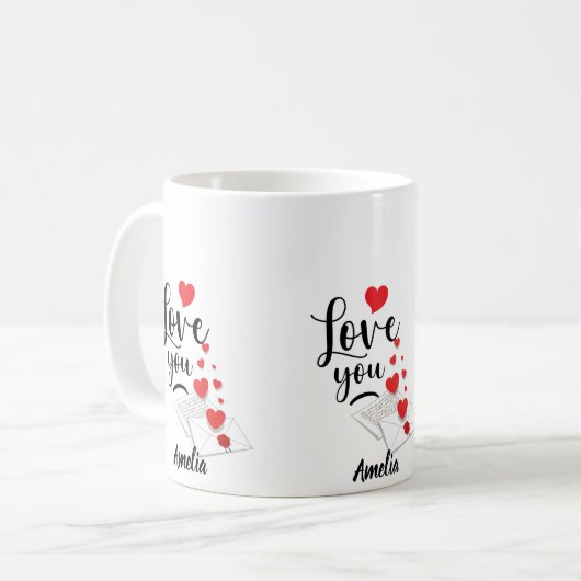 Love You Personalized Mug コーヒーマグカップ (正面左)