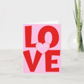 Love You Pink Red Heart Valentine's day シーズンカード (正面)