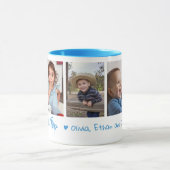 Love You Pop Grandkids Names 5 Photo Collage Blue マグカップ (中央)