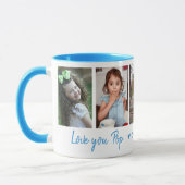 Love You Pop Grandkids Names 5 Photo Collage Blue マグカップ (左)