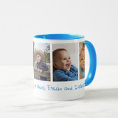 Love You Poppy Grandchildren 5 Photo Collage Blue マグカップ (正面右)