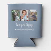 Love You Poppy Grandkids 3 Photo Collage Gray 缶クーラー (正面)