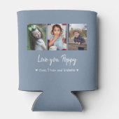 Love You Poppy Grandkids 3 Photo Collage Gray 缶クーラー (裏面)