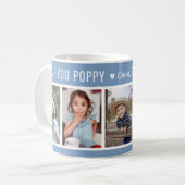 Love You Poppy Grandkids 5 Photo Collage Blue コーヒーマグカップ (正面左)