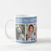 Love You Poppy Grandkids 5 Photo Collage Blue コーヒーマグカップ (左)