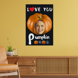 LOVE YOU Pumpkin写真カスタム – 黒いポスター ポスター
