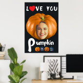 LOVE YOU Pumpkin写真カスタム – 黒いポスター ポスター (ホームオフィス)