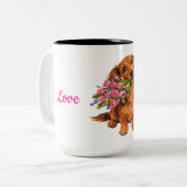 Love You Pup Mug ツートーンマグカップ (正面左)