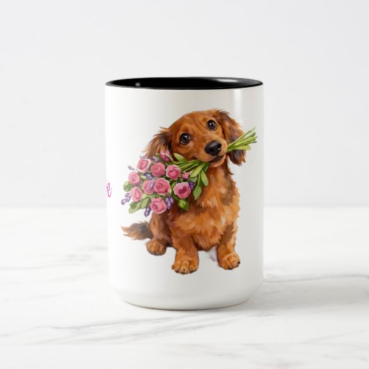 Love You Pup Mug ツートーンマグカップ (中央)