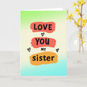 Love You Sister Brushstroke Card カード (黄色い花)