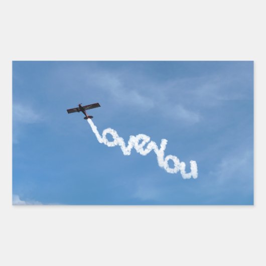 Love You Skywriting 長方形シール (正面)