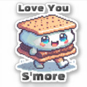 Love You S'more |かわいいピクセルアートパン シール (正面)
