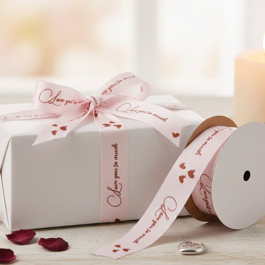 Love You So Much Romantic Heart Pattern Gift Wrapp サテンリボン