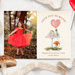 Love You So MushキノコValentine Pun写真 カード