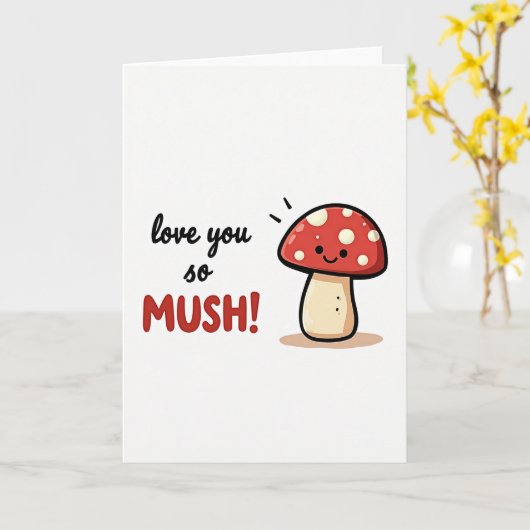 Love You So Mush Mushroom Card カード (黄色い花)