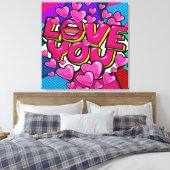 LOVE YOU Streted Canvas Print キャンバスプリント (インサイチュ (寝室))