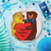 LOVE YOU TEDDY BEAR ペーパープレート (パーティー)