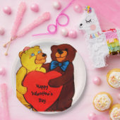 LOVE YOU TEDDY BEAR ペーパープレート (パーティー)