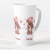 Love You Teddy with Violin カフェラテマグ (右アングル)