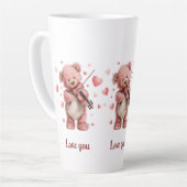 Love You Teddy with Violin カフェラテマグ (左アングル)