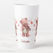 Love You Teddy with Violin カフェラテマグ (正面)