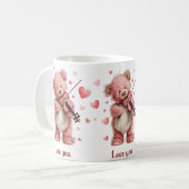 Love You Teddy with Violin コーヒーマグカップ (正面左)