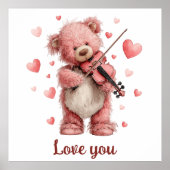 Love You Teddy with Violin ポスター (正面)
