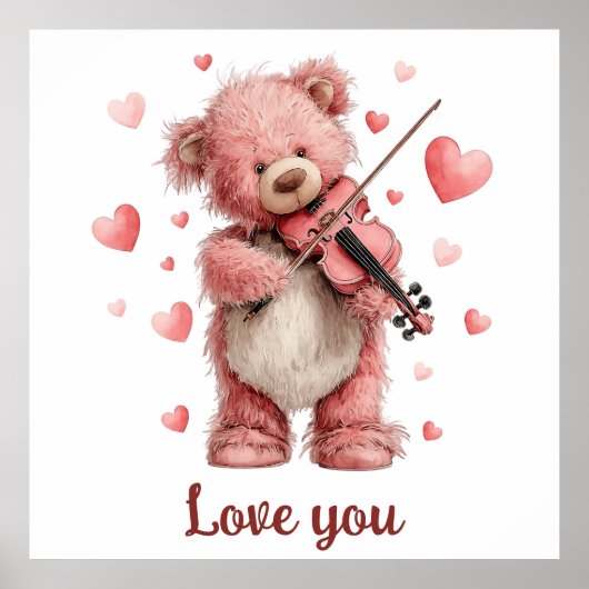 Love You Teddy with Violin ポスター (正面)