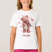 Love You Teddy with Violin Tシャツ (正面)