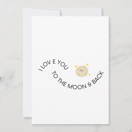 Love You to Moon and Back Cute Minimal Valentine シーズンカード (正面)