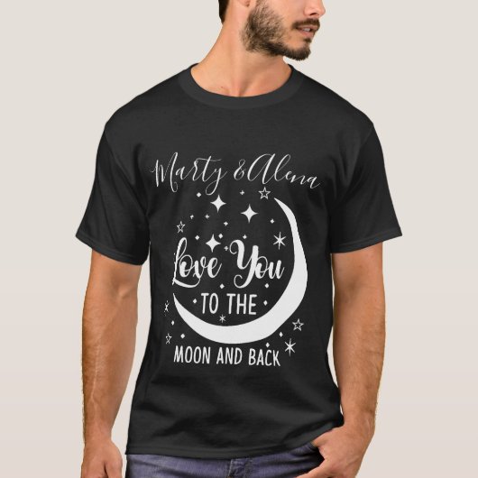 Love You to the Moonカスタマイズ可能な名前Tシャツ Tシャツ (正面)